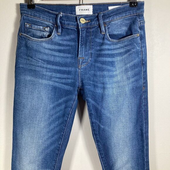 FRAME Jeans Le Garcon 25 (28x29) Straight Leg Boyfriend in Riley Wash Whiskered - Picture 5 of 16